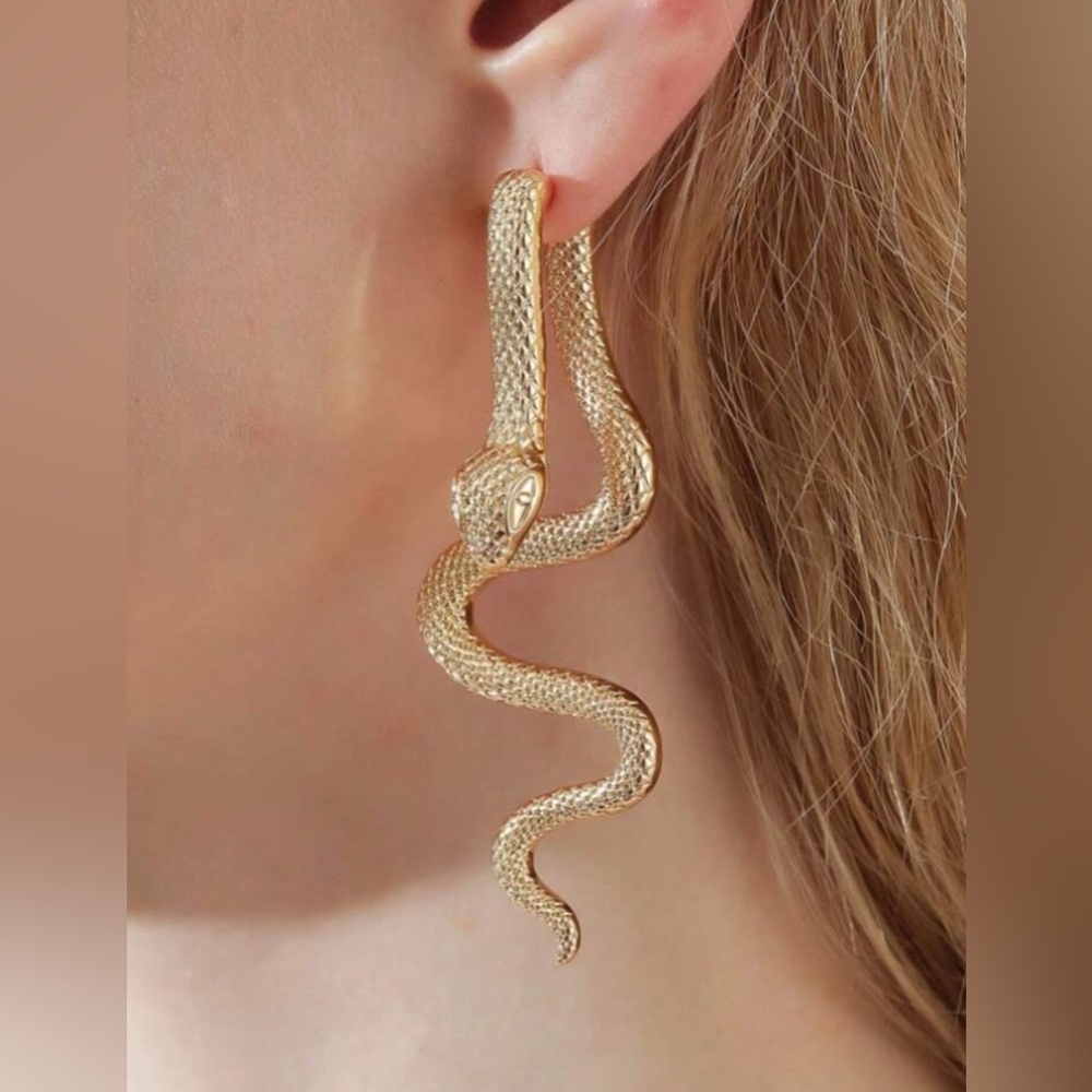 Exaggerated European And American Metal Snake-Shaped Earrings